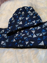 Load image into Gallery viewer, Fleece lined scarf &amp; beanie set- Blue Mosaic *

