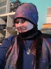 Load image into Gallery viewer, Fleece lined scarf &amp; beanie set- Blue Mosaic *

