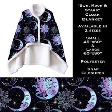 Load image into Gallery viewer, Cloak blanket- Sun, Moon &amp; Stars- Small *
